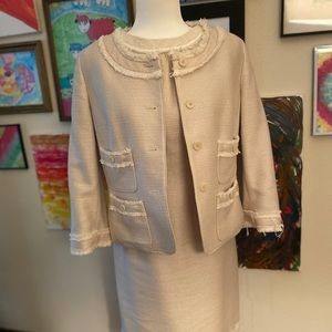 (talbots) cream tweed dress and jacket 12P